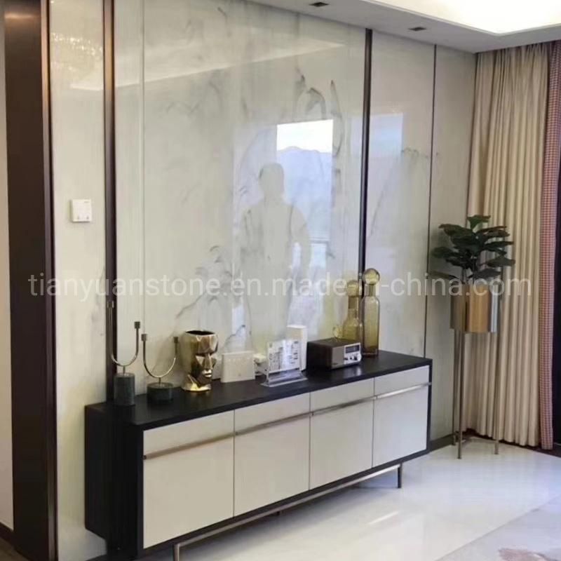 Pure White Crystallized Glass Panel Stone Slab for Countertops and Tiles