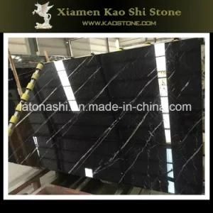 Polished Nero Sahara Noir Black Marble Slabs for Wall and Flooring