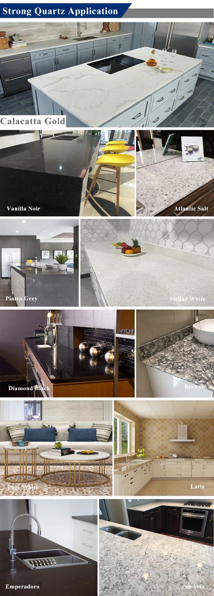 Artificial Marble Look Engineered White Quartz Stone (SQ6004 Carrara White)