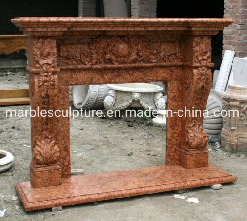 High Polished Cheap Price Natural Antique Marble Fireplace (SYMF-168)