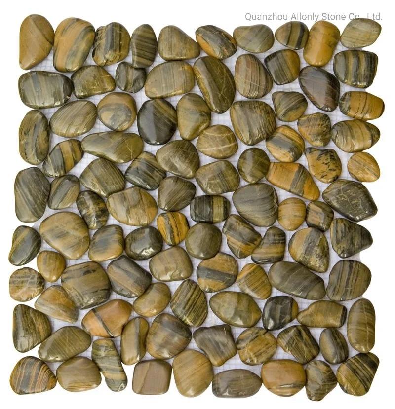 Building Stone Natural Brown Stripe Pebble Stone for Gardern Decorative