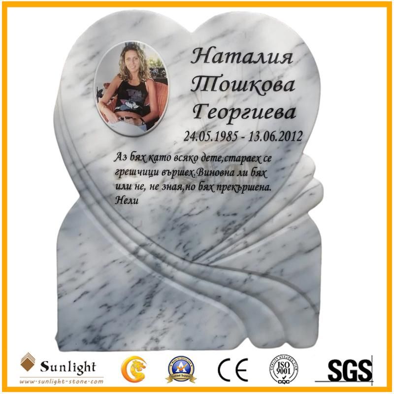 High Quality Beige Granite Tombstone Slab with Vase Carving Headstone