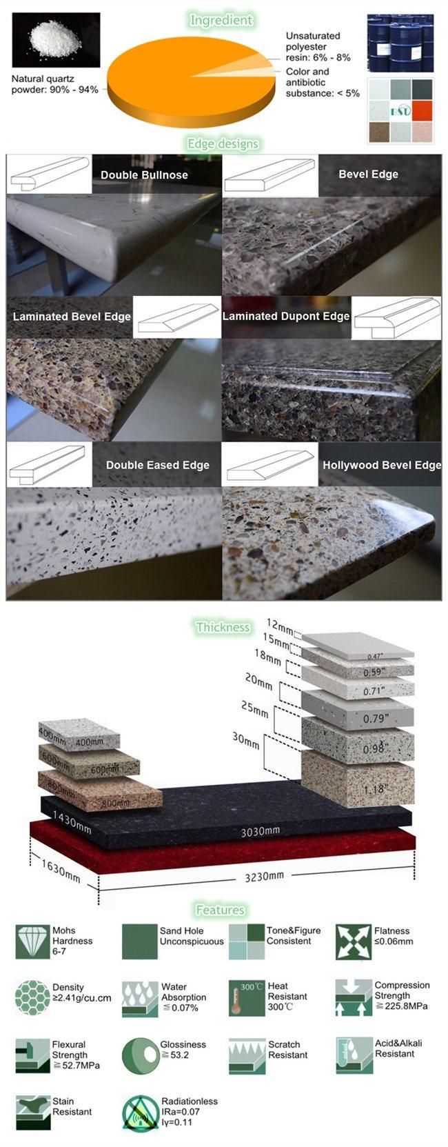 Orange Grains Artificial Quartz Countertop for Sale
