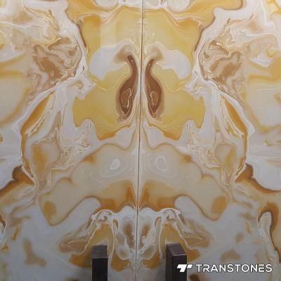 Bookmatched Architectural Backlit Solid Surface Stone Alabaster Wall Slab