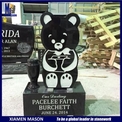 Black Granite Teddy Bear Headstones for Sale