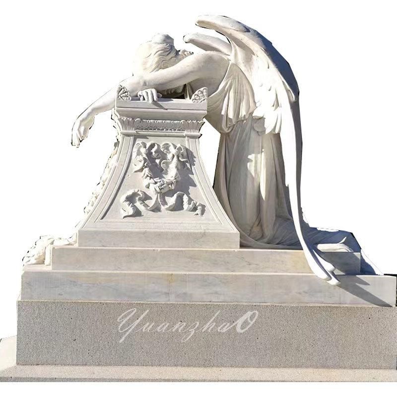 Memorial Hand Carved Stone Graveyard Ornament Granite Headstone Monument Marble Praying Angel Statue Tombstone
