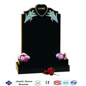 Cheap Price Pure Black Granite Upright Headstone Without Dyes
