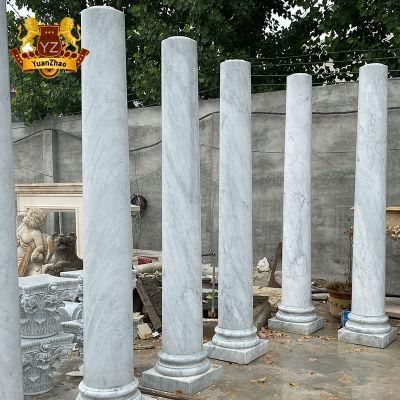 Outdoor Natural Stone Roman Pillars Building Material Hand Carved Polished Italy Marble Solid Roman Column
