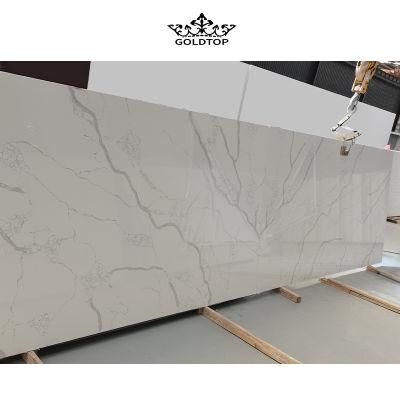 High Quality Laza Polished/Honed/Leather Finish Calacatta White Slabs/Tiles Artificial Quartz for Kitchen Countertop