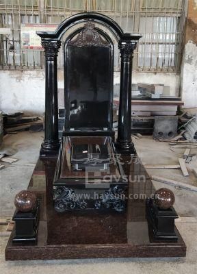 Column Monument Black Granite Tombstone for USA