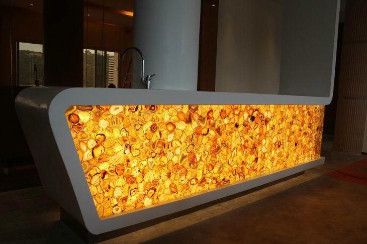 2019 Hotel Semi Precious Slab Agate Reception Desk Countertop
