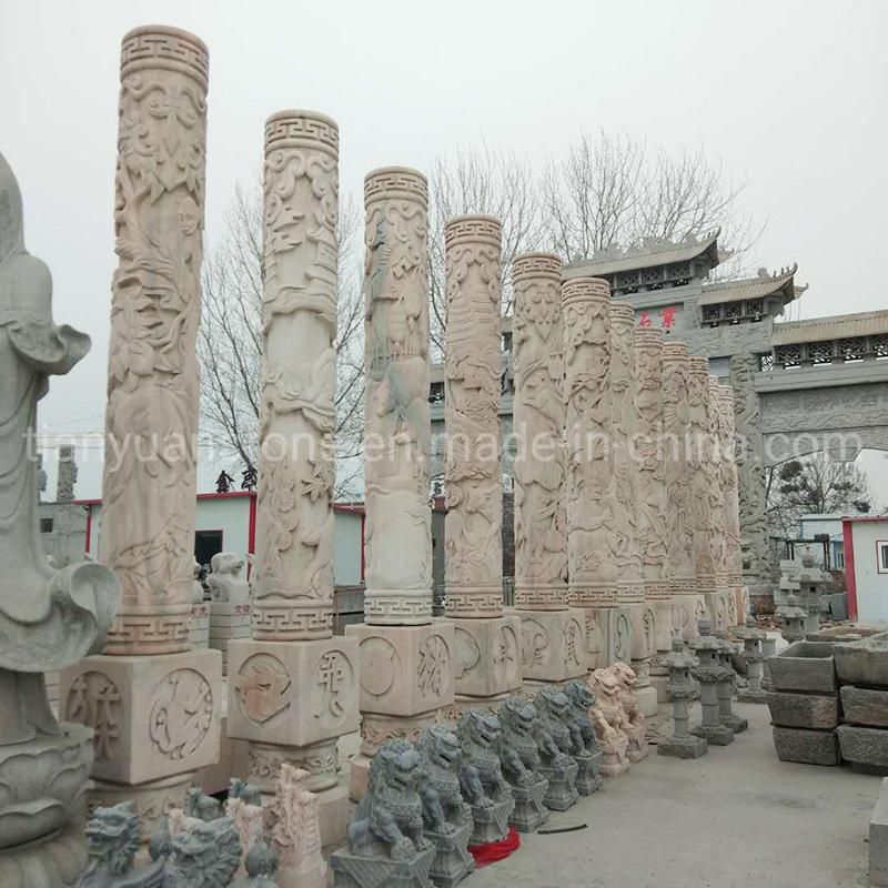 Outdoor Decorative Stone Dragon Column and Pillars