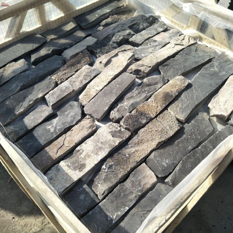 China Natural Black Slate Castle Ledge Stone