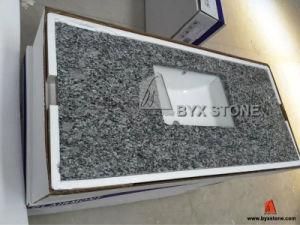 Spray White Granite Vanity Tops with Undermount Porcelain Sink Installed