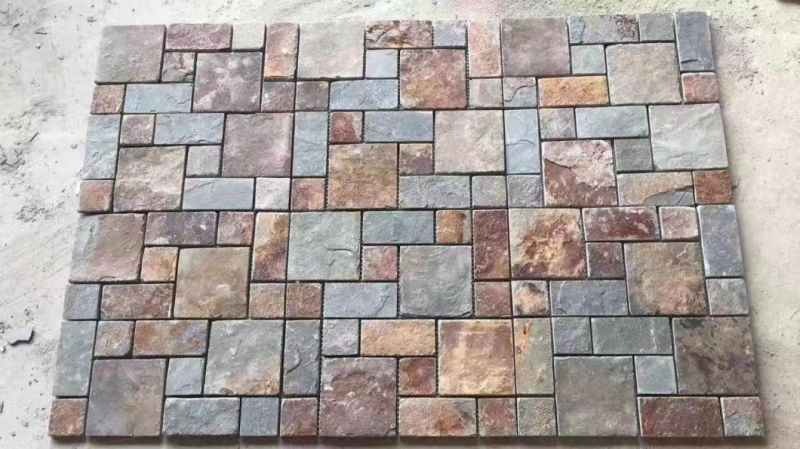 Natural Multicolor Rusty Slate Culture Stone Tiles for Roofing Walling Flooring Pool Table Slate