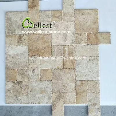 Chiseled Edge Beige Travertine French Pattern for Flooring/Wall Cladding Tile/Bathroom/ Pool Paver/ Kitchen
