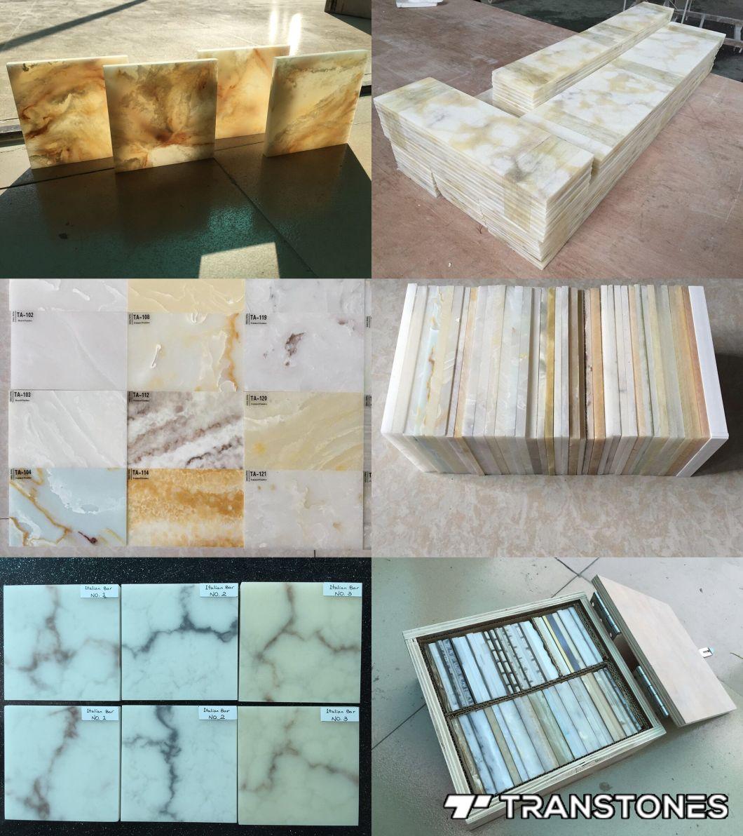 Transtones Resin Panel Polished Backlit Translucent Alabaster Sheet for Coffee Table