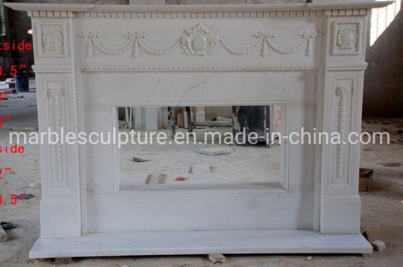 Simple Style White Stone Mantel Marble Fireplace (SYMF-222)