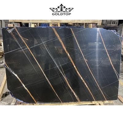China Black with Gold Veins Natural Stone Polished/Honed/Antique/Sandblasted Marble Slab for Interiors/ Indoor/ Floor/Wall Decoration/Background