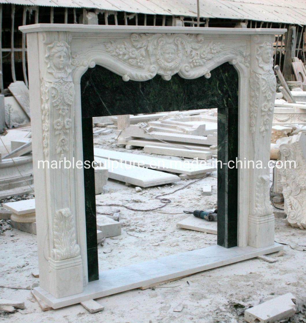 High Quality New Decoration Stone Sculpture Marble Fireplace (SYMF-026)