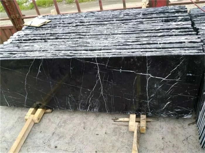 China Factory Nero Marquina Black Marble Slab for Countertop / Vanity