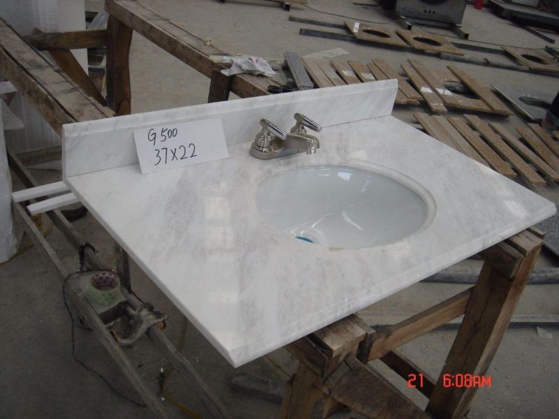 Customized Good Quality White Marble Bathroom Vanity Tops