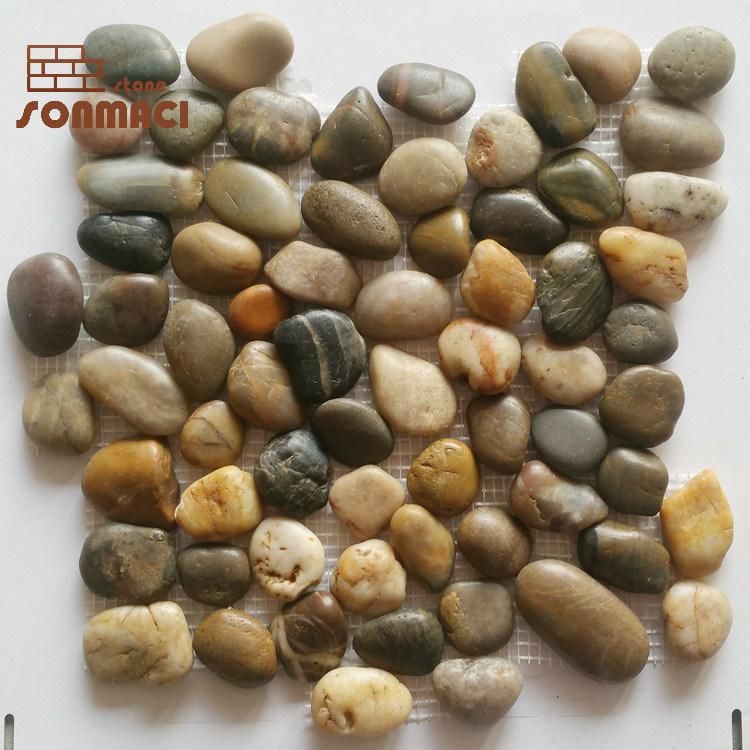 Mixed Color Pebble on Mesh Mosaic Stone Paver