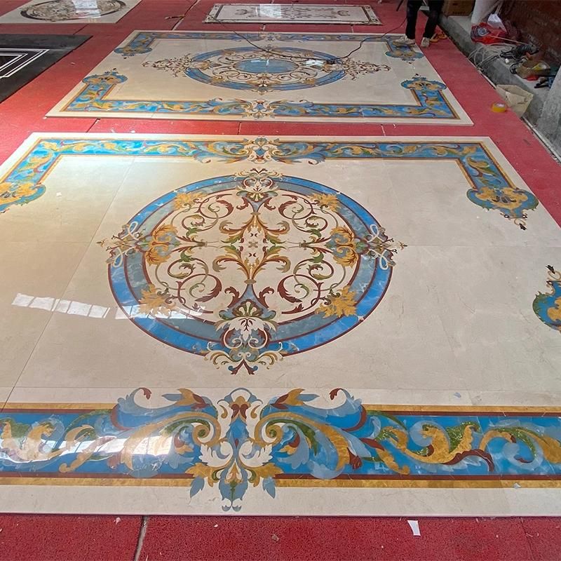 Customize Natural Marble Kaleidoscope Pattern Water-Jet Medallion Project Marble Tiles Cut to Size Parquet Waterjet Inlay