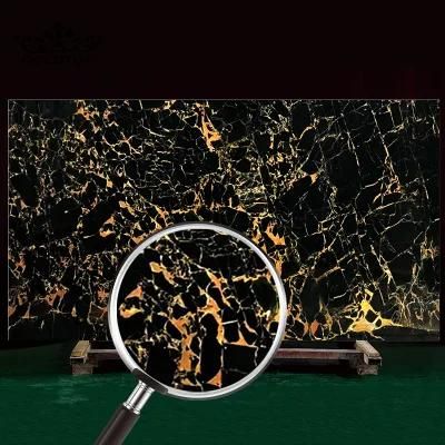 China Polished Athens Black Portoro Gold Marble Tile for Flooring/Wall/Kitchen/Bathroom/Home/Countertop Decoration