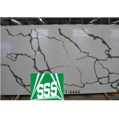 Factory Cheap White Artificial Quartz Stone with Black Veins Solid Surface Big Slab
