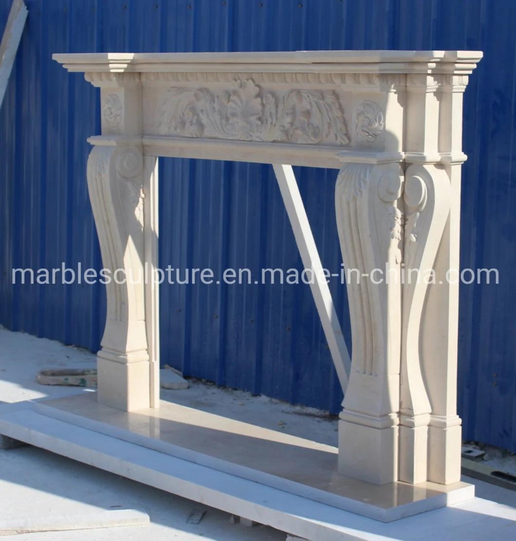 Elegant Hand Carved Marble Fireplace Mantel Home Decoration (SYMF-295)