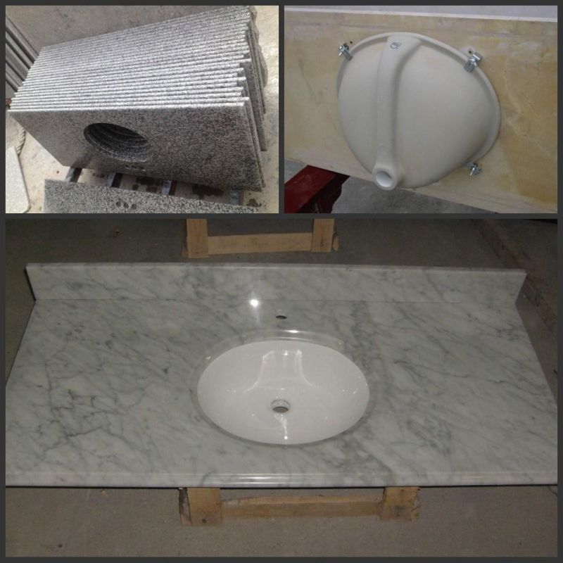 Wholesale Polished Spray White Granite Countertops for Kitchen Island/Countertop/Bathroom Vanity Top