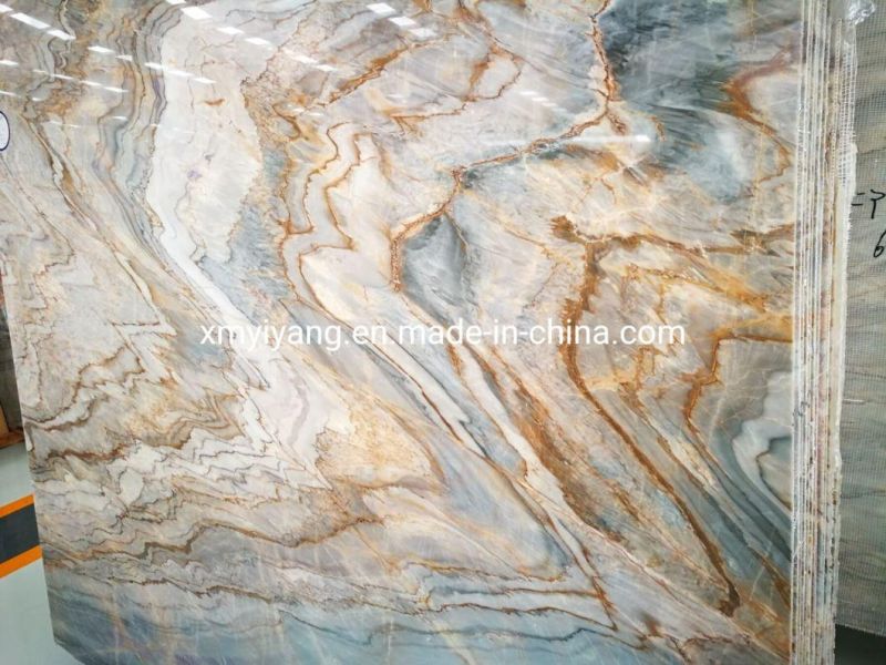 Roman Impression Blue/Brown/Yellow/Gold Color Marble, Marble Tiles and Marble Slabs