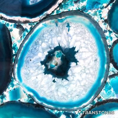 Hot Sale Translucent Gem Stone Polished Blue Agate Interior Home Decorated Sheet