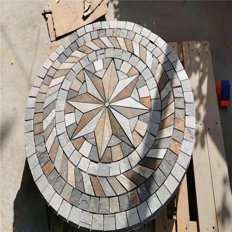 Floor Tile Cheap Outdoor Paving Slate Exterior Round Stone Mosaic Medallion