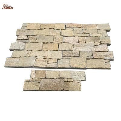 Hot Sale Beige Natural Slate Cement Back Stone Panel