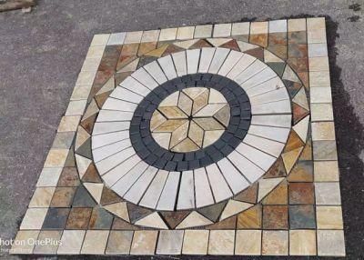 Nature Slate Mosaic Tile Slate Pattern Slate Waterjet Customized Design Medallion