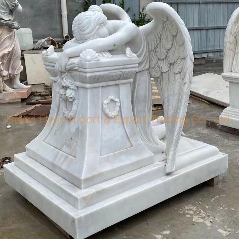 Outdoor Cemetery Marble Angel Statue Monument Marble Stone Angel Tombstone