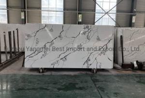 Cheap Price White Black Calacatta Artificial Quartz Stone Kitchen Countertop