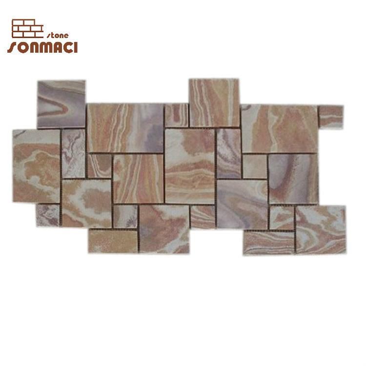 Rusty Color Flagstone Flooring Tile with Mesh