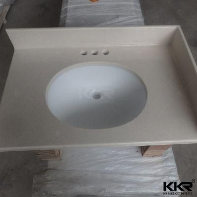 One Piece Corian Stone Bathroom Double Sink Countertop