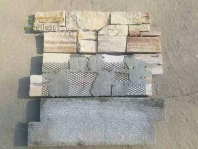 Cement Glued Yellow Sandstone Rough Veneer Stone Panel