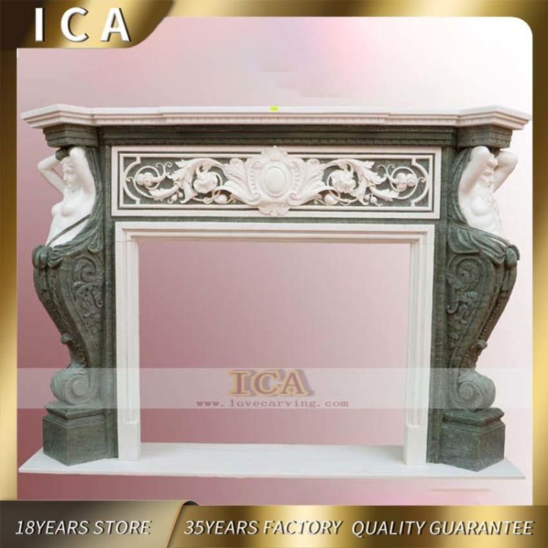 Luxury Style Natural Stone Marble Indoor Fancy Big Fireplace