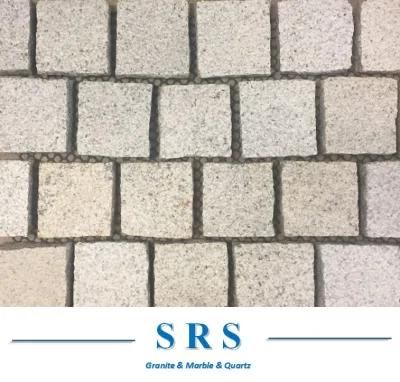 Natural Rough Split Granite Stone Cubic Cobblestone Paver on Mesh for Outdoor Driveway/Walkway Flooring
