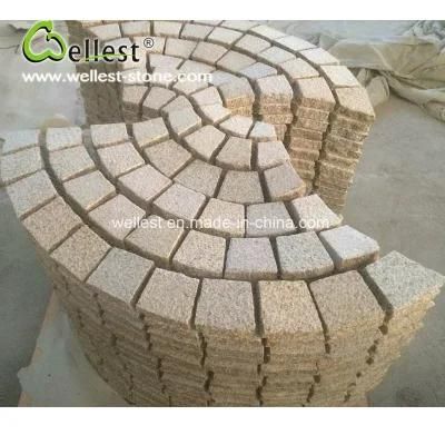 Rusty Granite Fan Shape Cobbe Stone Meshed for Driveway Paving