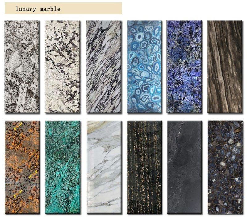 Natural Blue/White/Brown/White/Yellow Marble Slab for Hotel Flooring Kitchen Countertops Design