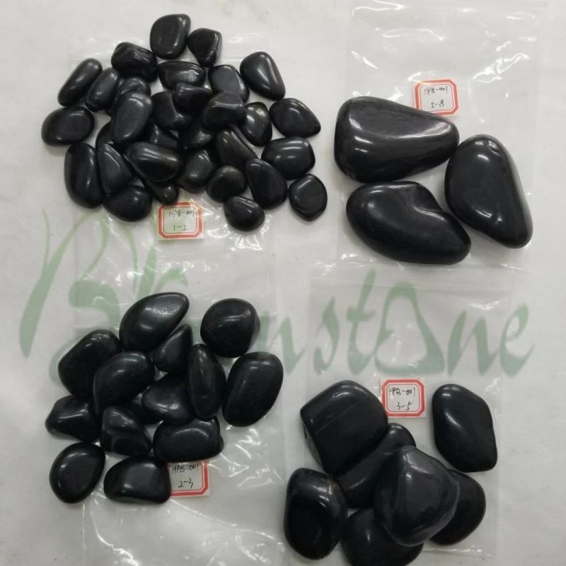 China Cobble Polished Pebble Stone Black Polished River Pebbles for Landscaping
