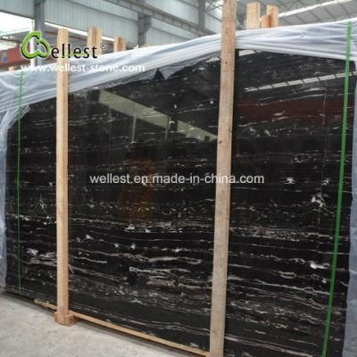 Natural Stone Silver Dragon Black Marble Slabs for Indoor Floor and Wall