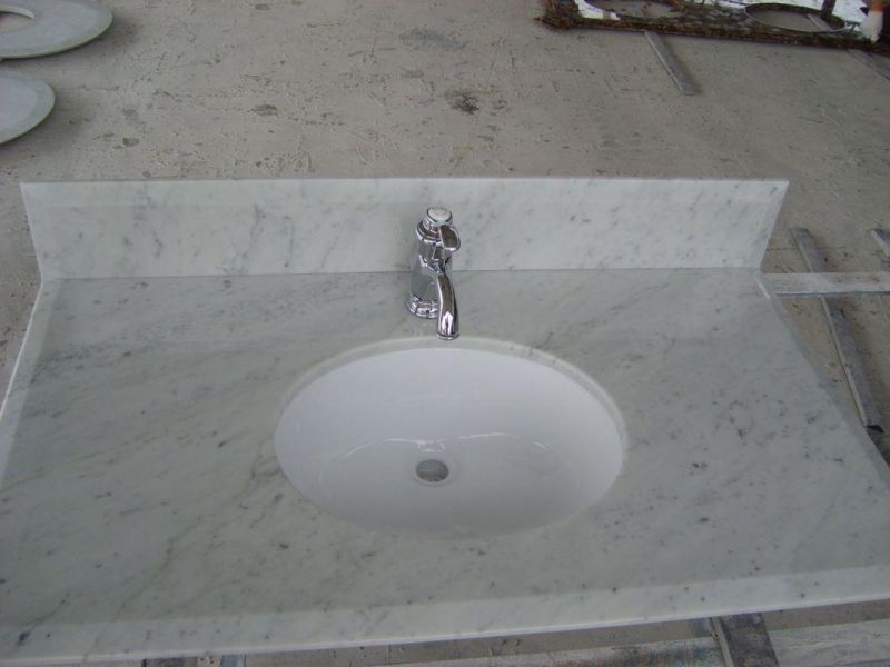Elegant Design Polished Vanity Top Natural Stone Carrara White Marble