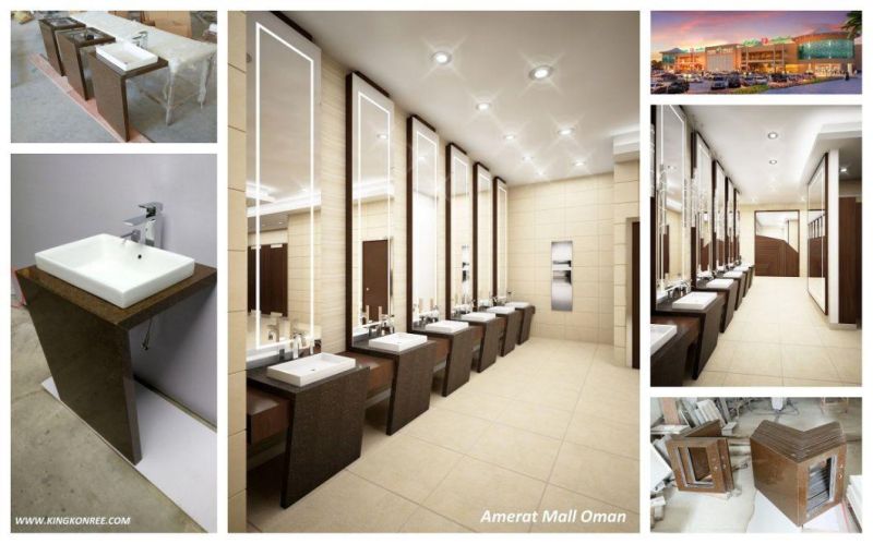Countertops in Solid Surface Stone for Bathroom Vanity with Stone Sink Double Tops